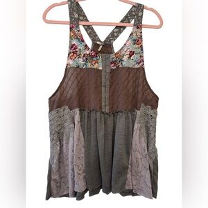 Gimmicks by BKE Multicolor Patchwork Tank Top